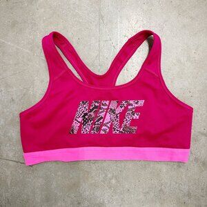 Nike Dri-Fit Sports Bra - Pink w/ Snakeskin Print Detail - Women's Size Large